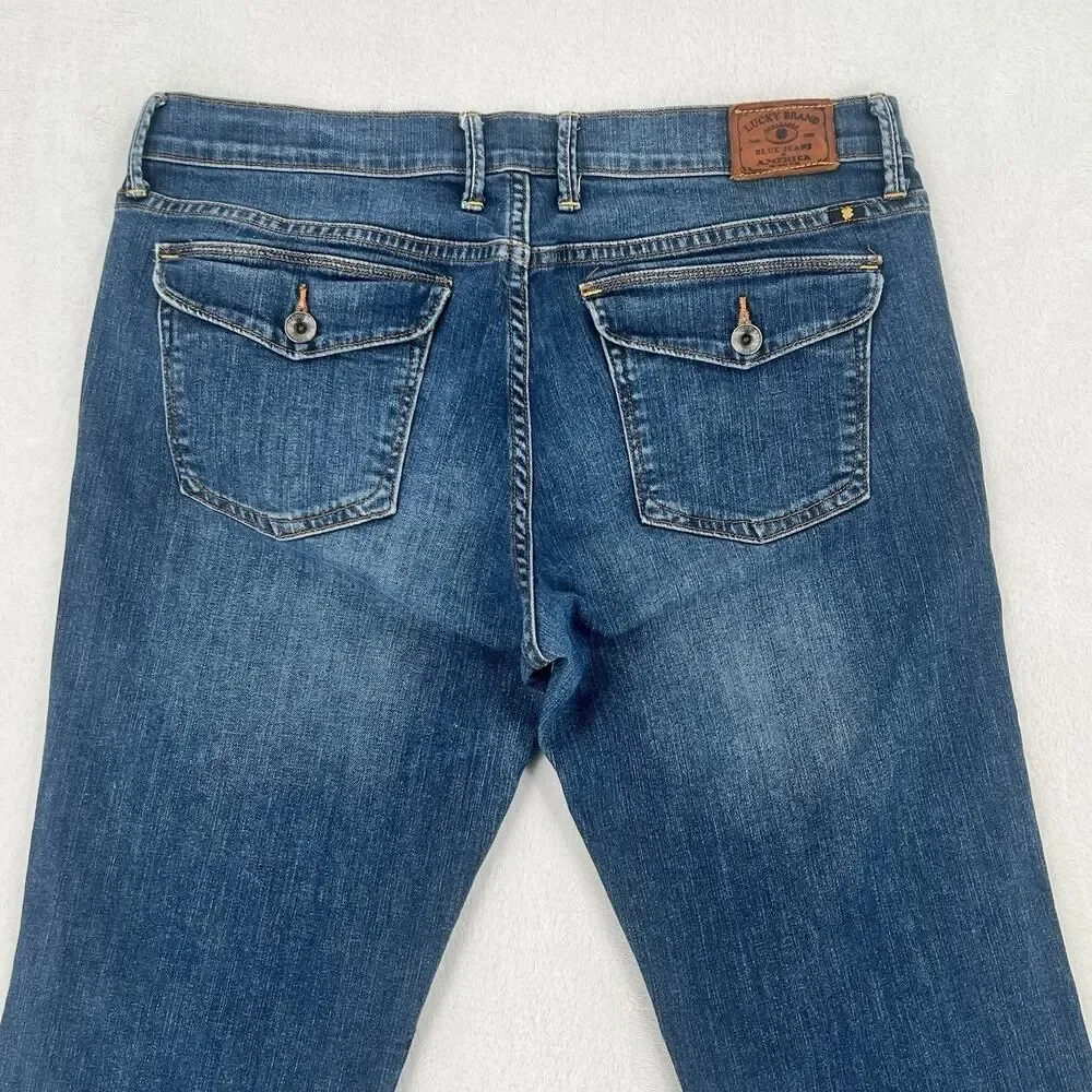 Lucky Brand Jeans Women's 12/31 Sweet' N Crop Blue Denim Stretch Flap Pockets